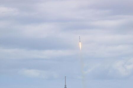 Launch pads at Kennedy Space Center with Falcon 9 rockets (NASA 